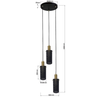 Lampa wisząca Tirana 3 czarna 3xE27 Light Prestige